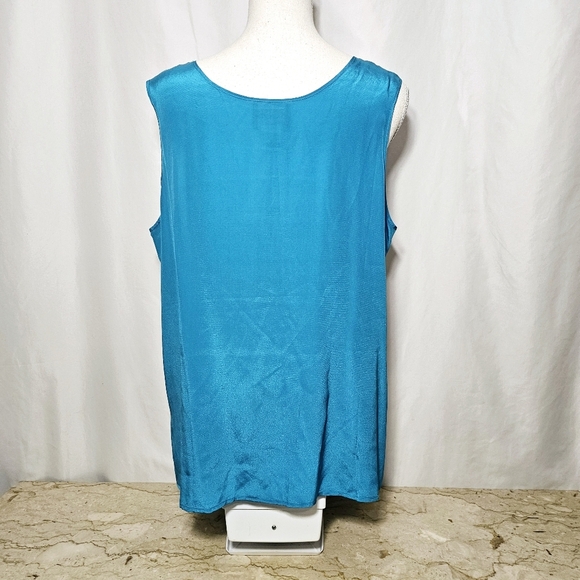 🛑 Vintage Koos of Course! 2-Piece Womens Turquoise Cardigan & Silk Shell Top L - Picture 6 of 10